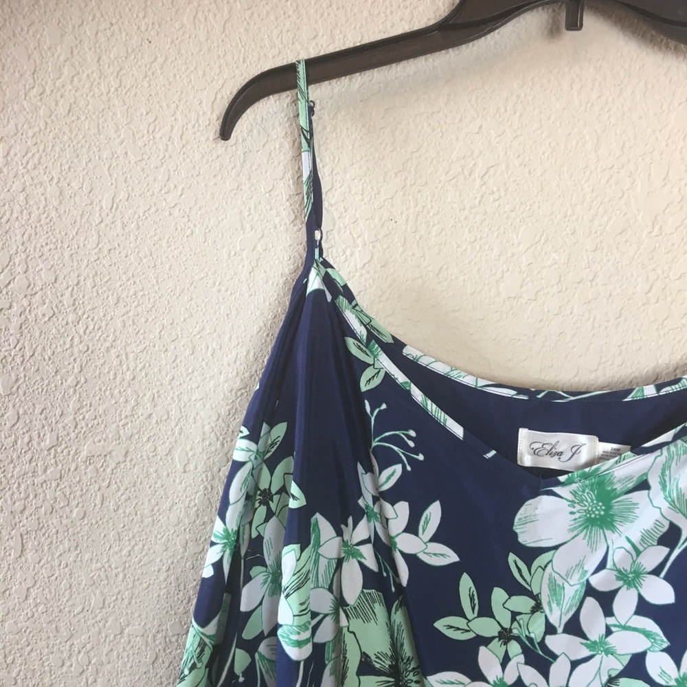 Eliza J Navy & Green Cold Shoulder Blouson Dress - Picture 3 of 10